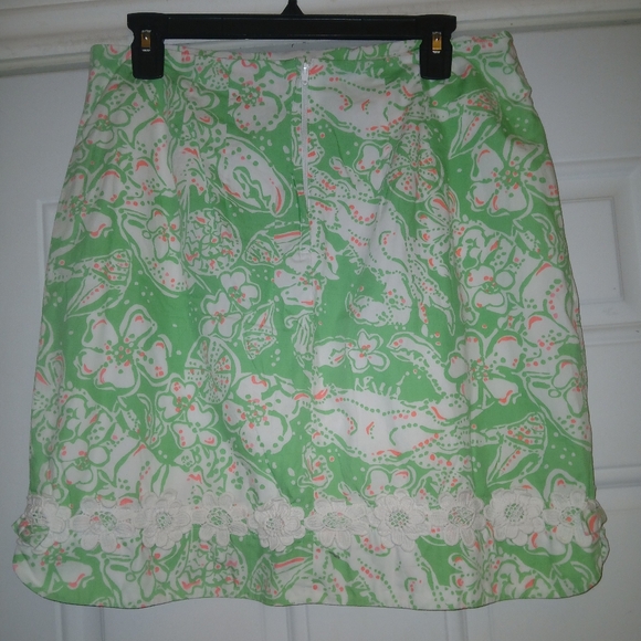 Lilly Pulitzer Sea Eyelet Floral Lace Overlay A-Line Pockets Skirt Size 10 - Picture 4 of 5